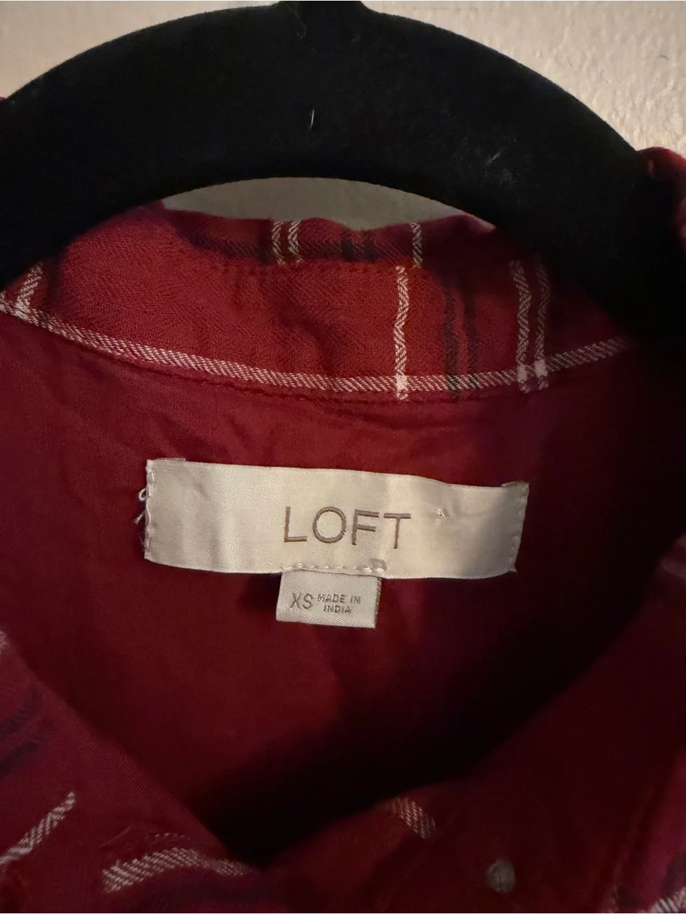 LOFT Women’s Red Plaid Button-Front Casual Dress - Picture 3 of 4